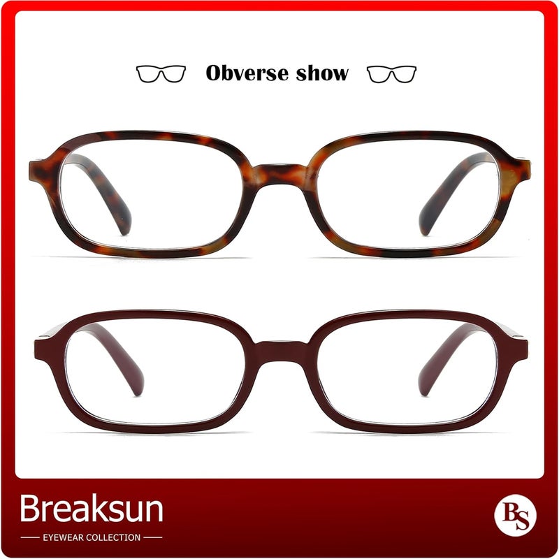 Breaksun Retro Rectangle Glasses for Women Men Small Square Blue Light Blocking Glasses Vintage Eyeglasses - Image 3